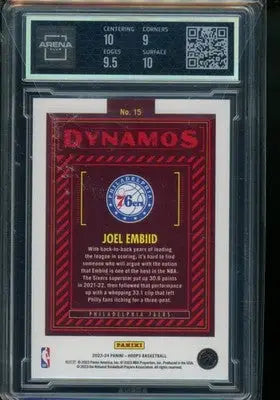 2023-24 Panini NBA Hoops Dynamos Joel Embiid #15 Basketball Arena Club 9.5 - Basketball Card Single