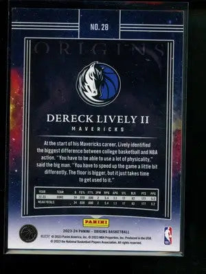 2023-24 Panini Origins Basketball Dereck Lively II #28 RC Basketball - Basketball Card Single