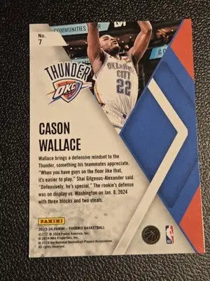 2023-24 Panini Phoenix #7 Cason Wallace Instant Phenom Silver RC - Basketball Card Single