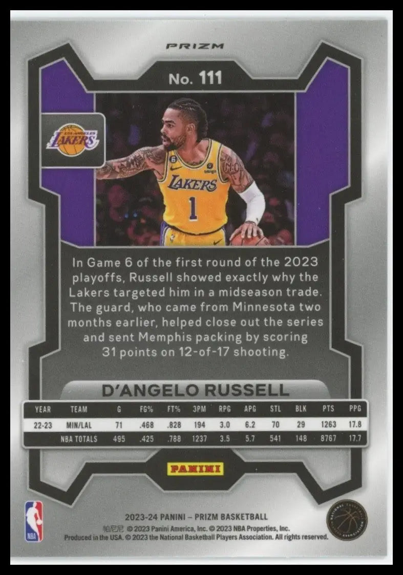 2023-24 Panini Prizm - D’Angelo Russell #111 Ice Prizm