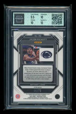 2023-24 Panini Prizm Draft Picks Purple Prizm Jalen Pickett #32 44/75 RC AC 10 - Basketball Card Single