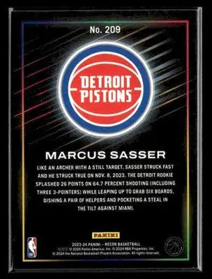 2023-24 Panini Recon #209 Marcus Sasser Holo Red #/199 - Basketball Card Single