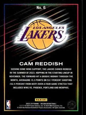 2023-24 Panini Recon #6 Cam Reddish Base Los Angeles Lakers - Basketball Card Single