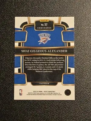 2023-24 Panini Select #57 Shai Gilgeous-Alexander Blue Prizms - Basketball Card Single