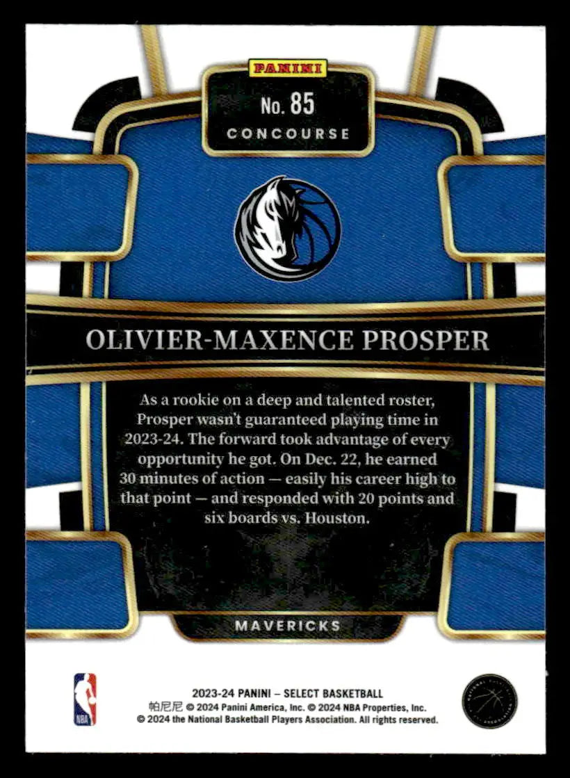 2023-24 Panini Select #85 Olivier-Maxence Prosper Blue (Retail Base) - Basketball Card Single