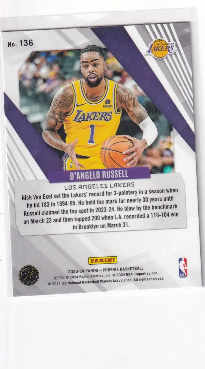2023-24 PHOENIX #136 DANGELO RUSSELL RED CRACKED ICE- LOS ANGELES LAKERS - Basketball Card Single