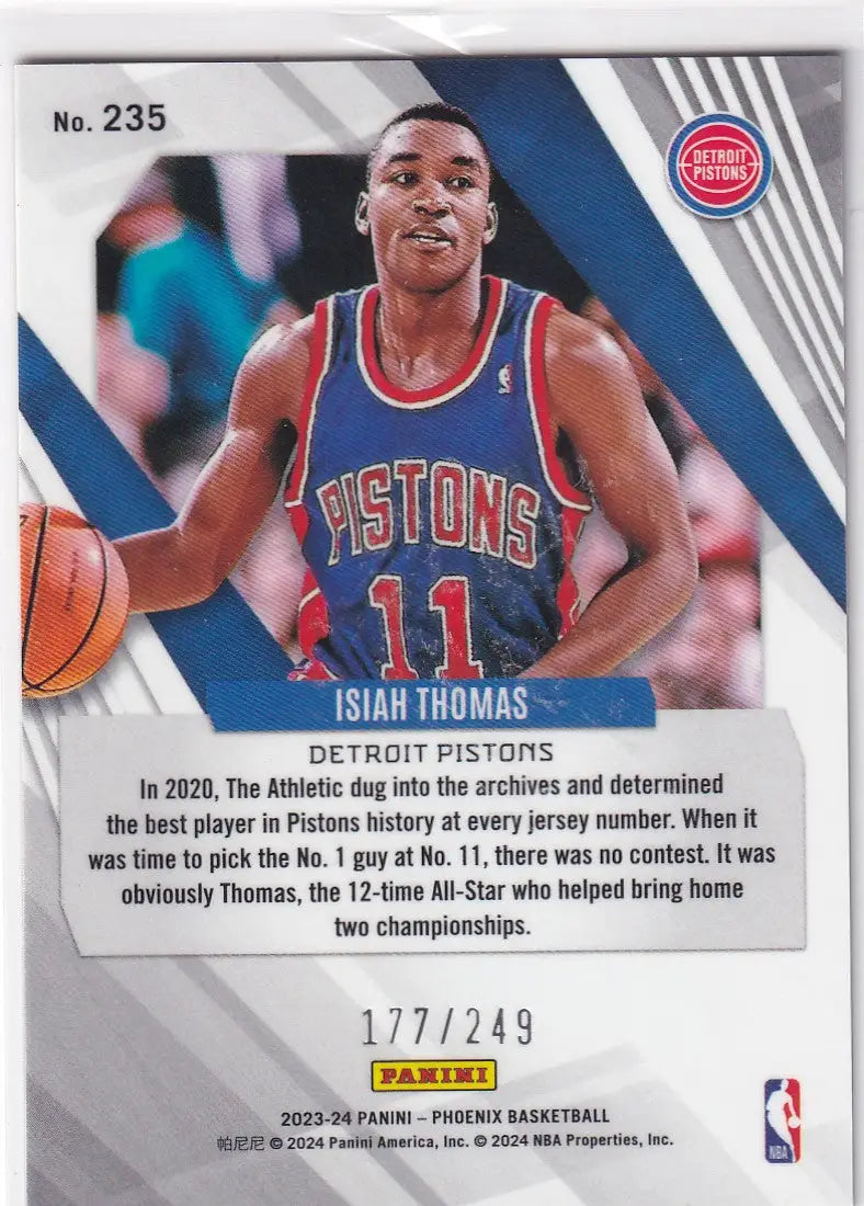 2023-24 PHOENIX #235 ISIAH THOMAS CRACKED ICE 177/249- DETROIT PISTONS - Basketball Card Single