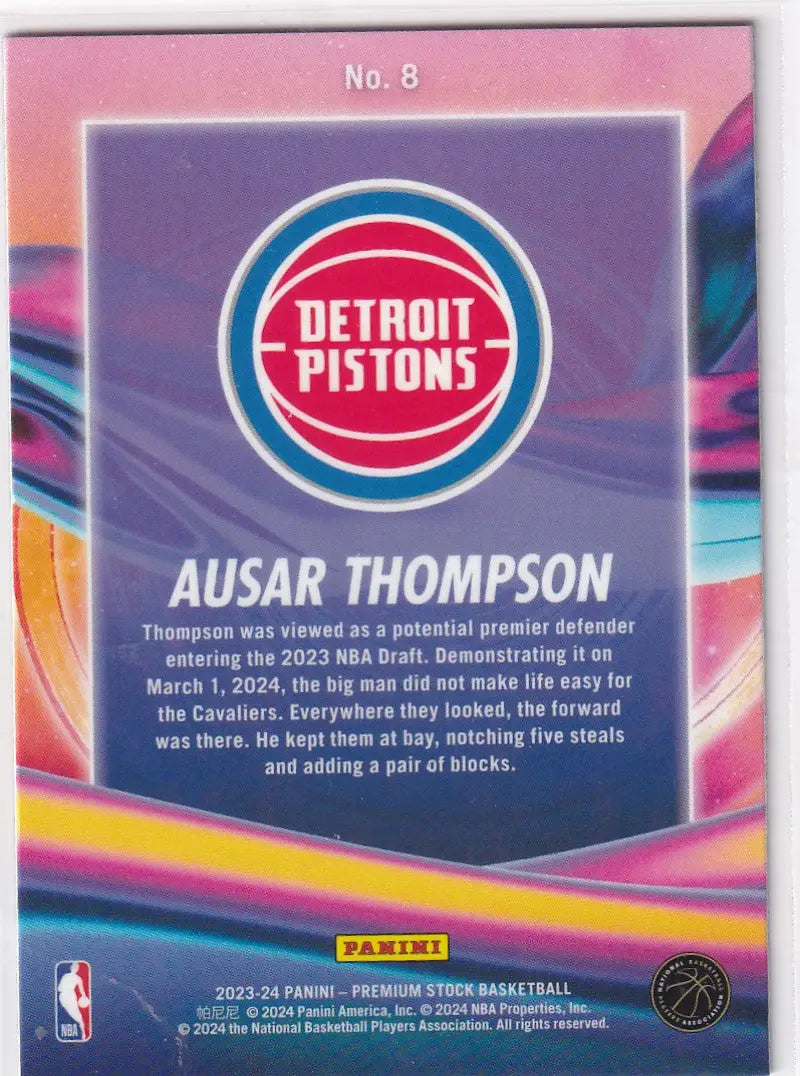 2023-24 PREMIUM STOCK #8 AUSAR THOMPSON ANTI GRAVITY- DETROIT PISTONS - Basketball Card Single