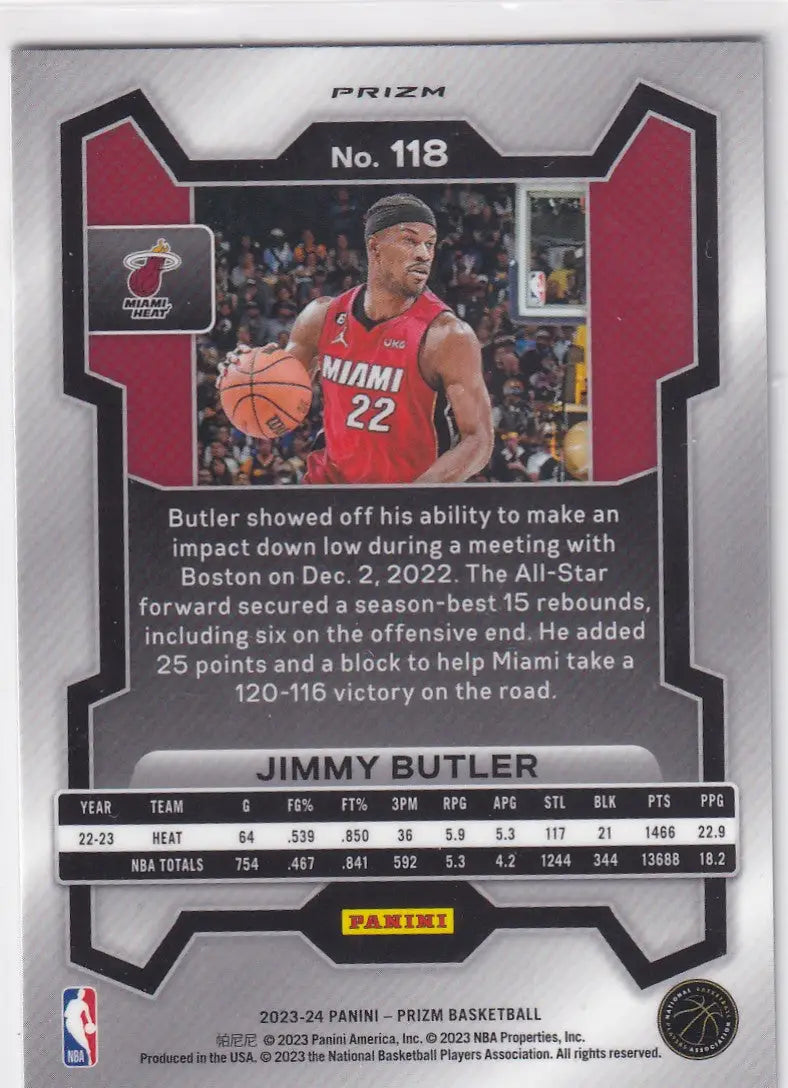 2023-24 PRIZM #118 JIMMY BUTLER REFRACTOR- MIAMI HEAT - Basketball Card Single