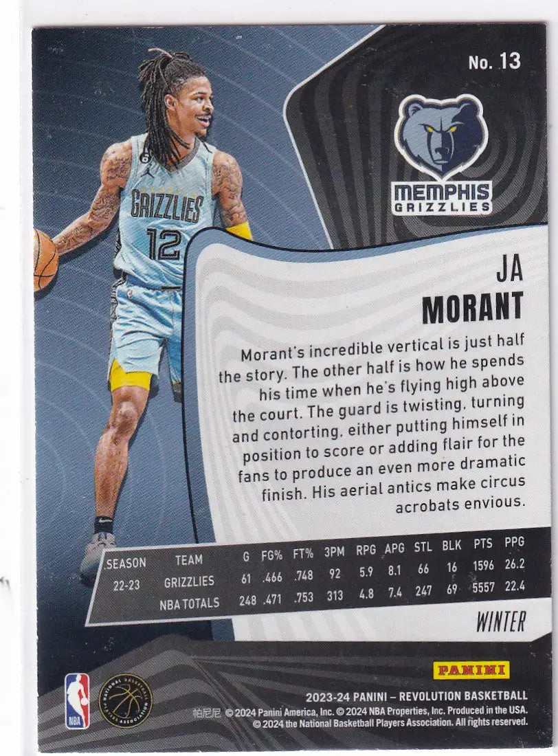 2023-24 REVOLUTION #13 JA MORANT WINTER- MEMPHIS GRIZZLIES - Basketball Card Single