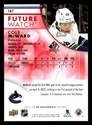 2023-24 SP Authentic #167 Cole McWard Limited Red - Hockey Card Single