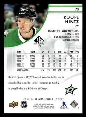 2023-24 SP Authentic #73 Roope Hintz - Hockey Card Single