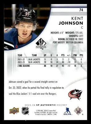 2023-24 SP Authentic #74 Kent Johnson - Hockey Card Single