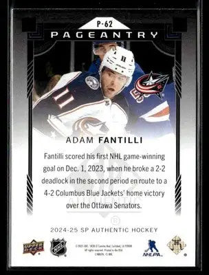 2023-24 SP Authentic Adam Fantilli #P-62 Pageantry Columbus Blue Jackets - Hockey Card Single
