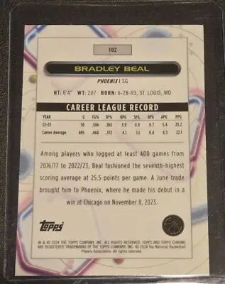 2023-24 Topps Chrome Cosmic #102 Bradley Beal - Basketball Card Single
