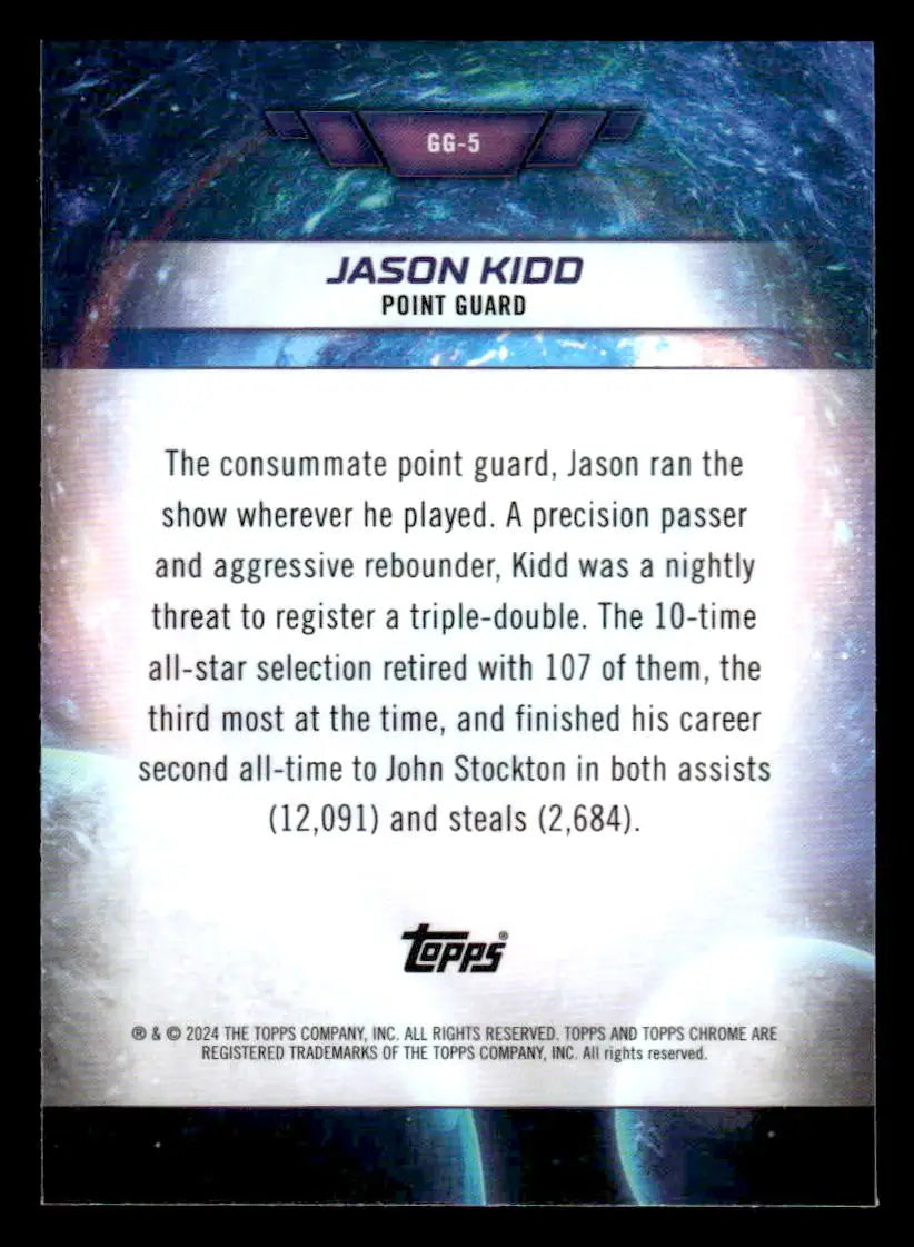 2023-24 Topps Chrome Cosmic #GG-5 Jason Kidd Galaxy Greats - Basketball Card Single