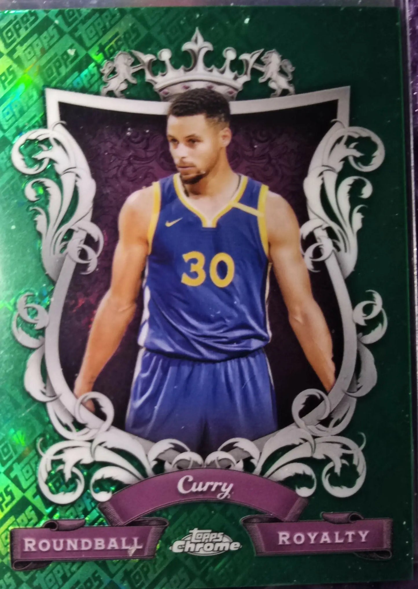 2023-24 TOPPS CHROME ROUNDBALL ROYALTY INSERT GREEN TOPPS LOGOFRACTOR REFRACTOR SP STEPHEN CURRY VALUE BOX BLASTER