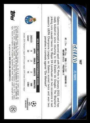 2023-24 Topps Chrome UEFA Club Competitions #167 Galeno - Soccer Card Single