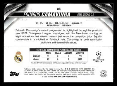 2023-24 Topps Chrome UEFA Club Competitions #36 Eduardo Camavinga - Other