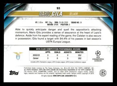 2023-24 Topps Chrome UEFA Club Competitions #93 Mario Gila - Soccer Card Single