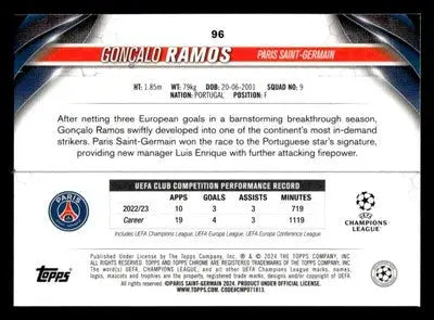 2023-24 Topps Chrome UEFA Club Competitions #96 Gonçalo Ramos - Soccer Card Single