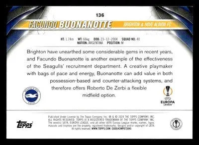 2023-24 Topps Jade Edition UEFA Club Competitions #136 Facundo Buonanotte - Soccer Card Single