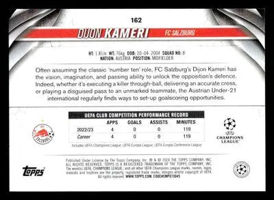 2023-24 Topps Jade Edition UEFA Club Competitions #162 Dijon Kameri - Soccer Card Single