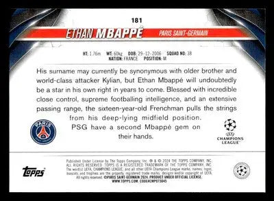 2023-24 Topps Jade Edition UEFA Club Competitions #181 Ethan Mbappé - Other