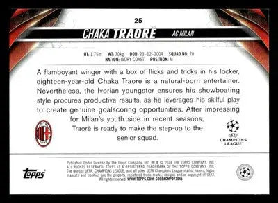 2023-24 Topps Jade Edition UEFA Club Competitions #25 Chaka Traoré - Soccer Card Single