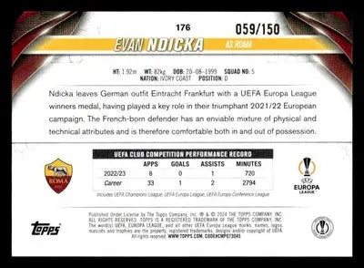 2023-24 Topps Jade UEFA Club Comps #176 Evan Ndicka Chinese New Year #/150