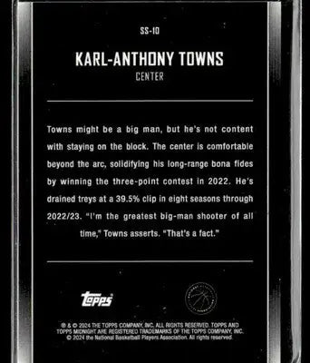 2023-24 Topps Midnight #SS-10 Karl-Anthony Towns Star Studded Timberwolves - Basketball Card Single