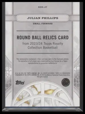 2023-24 Topps Royalty #RBR-JP Julian Phillips Round Ball Relics #27/99 RC Bulls - Basketball Card Single