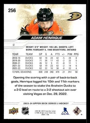 2023-24 Upper Deck #256 Adam Henrique - Hockey Card Single