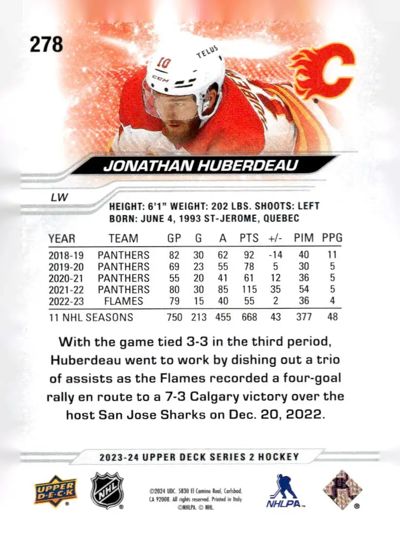 2023-24 Upper Deck #278 Jonathan Huberdeau - Hockey Card Single