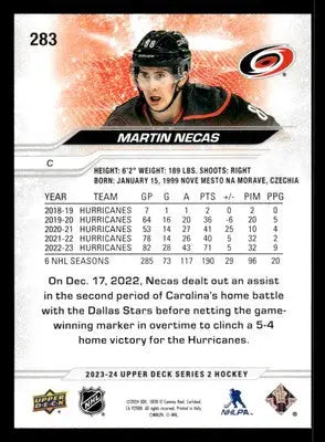 2023-24 Upper Deck #283 Martin Necas - Hockey Card Single
