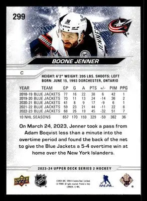 2023-24 Upper Deck #299 Boone Jenner - Hockey Card Single