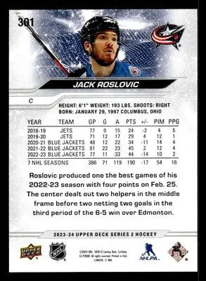 2023-24 Upper Deck #301 Jack Roslovic - Hockey Card Single