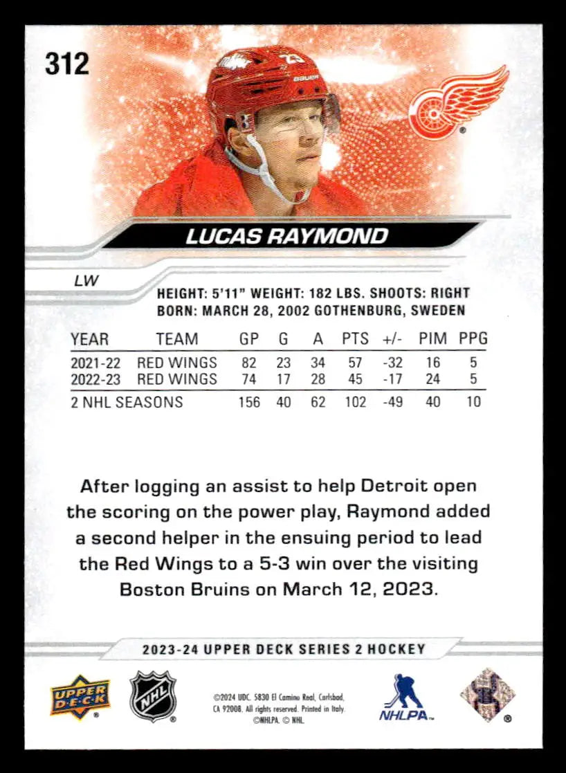 2023-24 Upper Deck #312 Lucas Raymond - Hockey Card Single