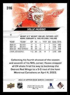 2023-24 Upper Deck #316 Ville Husso - Hockey Card Single