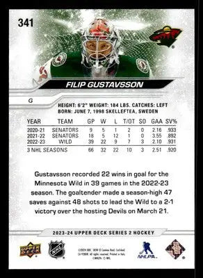 2023-24 Upper Deck #341 Filip Gustavsson - Hockey Card Single
