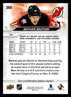 2023-24 Upper Deck #360 Nathan Bastian - Hockey Card Single