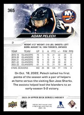 2023-24 Upper Deck #365 Adam Pelech - Hockey Card Single