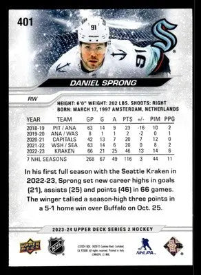2023-24 Upper Deck #401 Daniel Sprong - Hockey Card Single