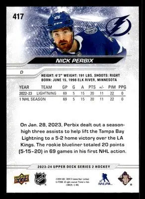 2023-24 Upper Deck #417 Nick Perbix - Hockey Card Single