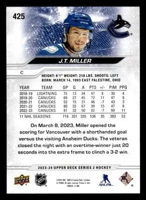 2023-24 Upper Deck #425 J.T. Miller - Hockey Card Single