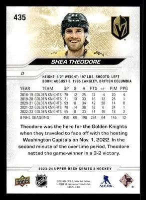 2023-24 Upper Deck #435 Shea Theodore - Hockey Card Single