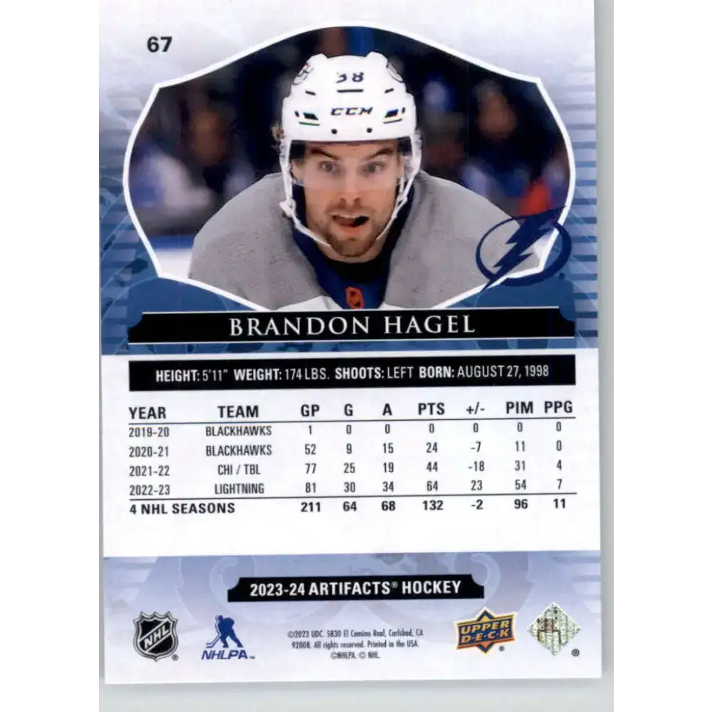 2023-24 Upper Deck Artifacts #67 Brandon Hagel NM-MT Tampa Bay Lightning Hockey Card - Hockey Card Single