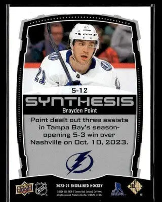 2023-24 Upper Deck Engrained #S-12 Brayden Point Synthesis - Hockey Card Single