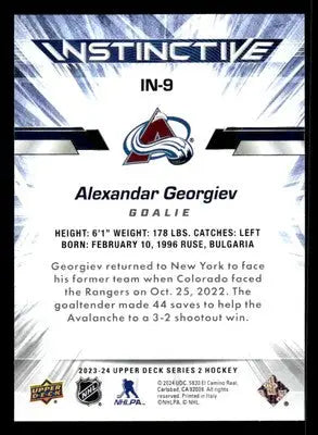 2023-24 Upper Deck #IN-9 Alexandar Georgiev Instinctive - Hockey Card Single