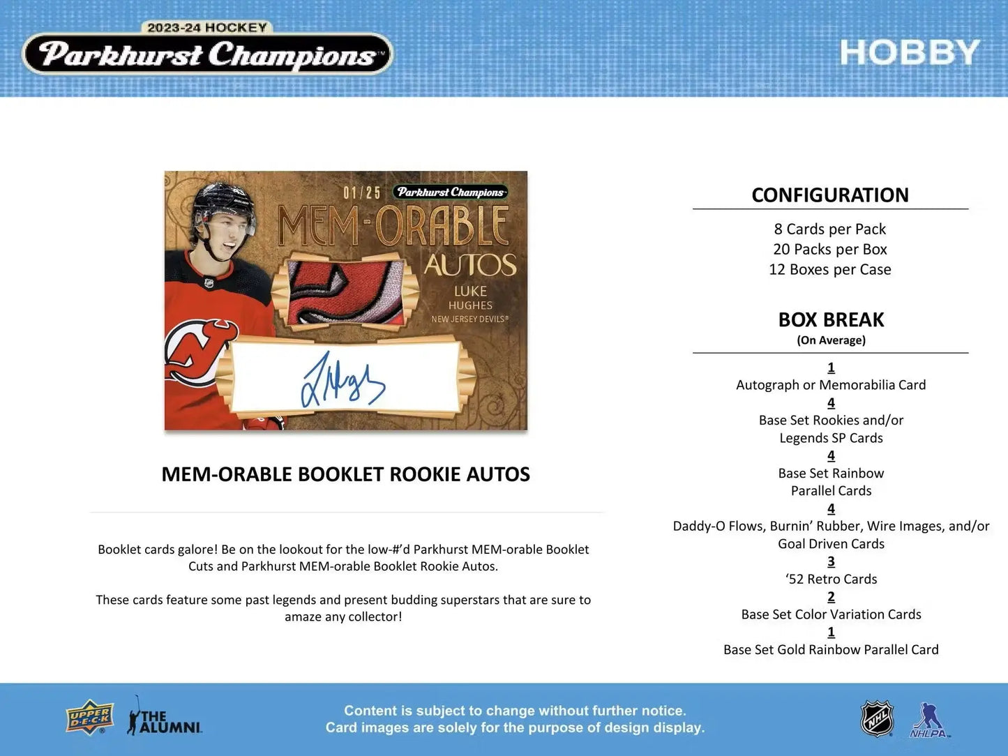 2023-24 Upper Deck Parkhurst Champions Hockey Hobby Box | Columbia Sports Cards - Sports Card Hobby Boxes